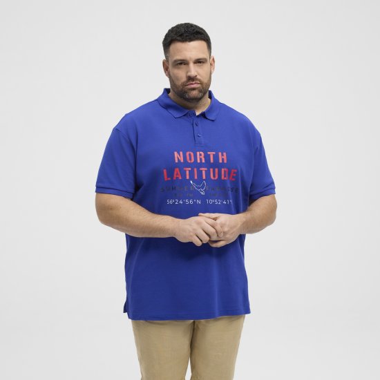 North Latitude Polo Pique Print Short Sleeve Cobalt Blue - Polos - Polos 2XL-8XL