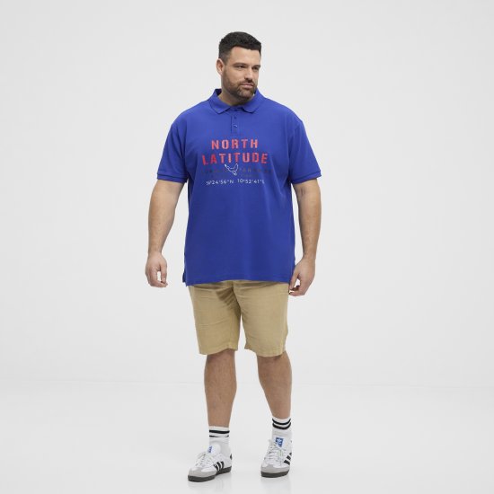 North Latitude Polo Pique Print Short Sleeve Cobalt Blue - Polos - Polos 2XL-8XL