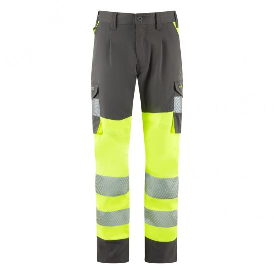 Leo Beckamoor Leo EcoViz Womens Stretch Cargo Trousers Yellow/Grey - Ropa de trabajo - 