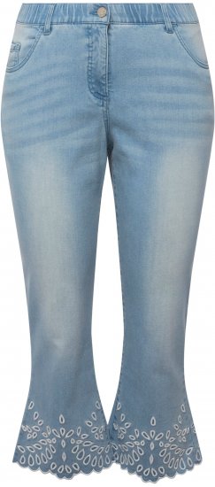 Ulla Popken Cropped Flared Eyelet Jeans Light Blue - Vaqueros & Pantalones de Mujer Tallas Grandes – Plus Size - Vaqueros y pantalones, EU 42-70