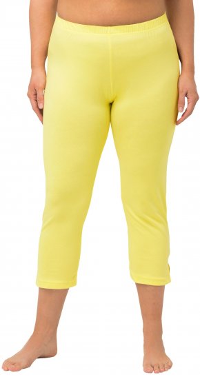 Ulla Popken Basic Stretch Knit Capris Yellow - Vaqueros & Pantalones de Mujer Tallas Grandes – Plus Size - 