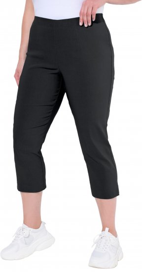 Ulla Popken Stretch Basic Bengaline Capri Pants Black - Vaqueros & Pantalones de Mujer Tallas Grandes – Plus Size - 