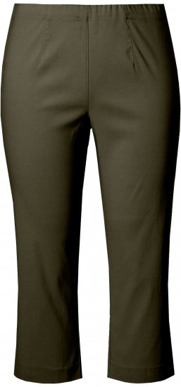 Ulla Popken Stretch Basic Bengaline Capri Pants Forest Forest Green - Vaqueros & Pantalones de Mujer Tallas Grandes – Plus Size - 