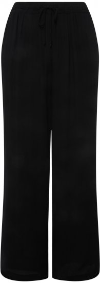Ulla Popken Viscose Crinkle Drawstring Elastic Waist Pants Black - Vaqueros & Pantalones de Mujer Tallas Grandes – Plus Size - 