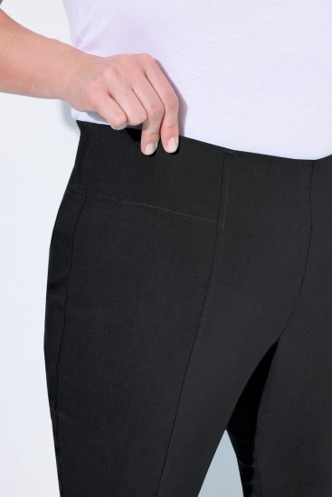 Ulla Popken Bengaline Elastic Waist Stretch Capri Pants Black - Pantalones de tela - Pantalones anchos de tela para mujer