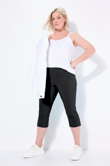 Ulla Popken Bengaline Elastic Waist Stretch Capri Pants Black - Pantalones de tela - Pantalones anchos de tela para mujer