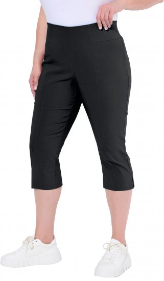 Ulla Popken Bengaline Elastic Waist Stretch Capri Pants Black - Vaqueros & Pantalones de Mujer Tallas Grandes – Plus Size - 