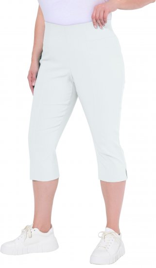 Ulla Popken Bengaline Elastic Waist Stretch Capri Pants Snow White - Vaqueros & Pantalones de Mujer Tallas Grandes – Plus Size - 