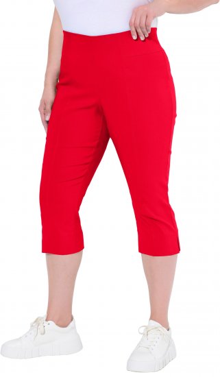 Ulla Popken Bengaline Elastic Waist Stretch Capri Pants Red - Vaqueros & Pantalones de Mujer Tallas Grandes – Plus Size - 