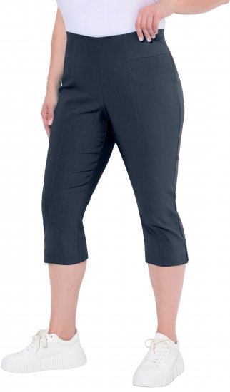 Ulla Popken Bengaline Elastic Waist Stretch Capri Pants Navy Blue - Vaqueros & Pantalones de Mujer Tallas Grandes – Plus Size - 