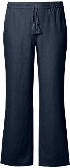 Ulla Popken Drawstring Elastic Waist Mary Fit Linen Pants Navy - Vaqueros & Pantalones de Mujer Tallas Grandes – Plus Size - 