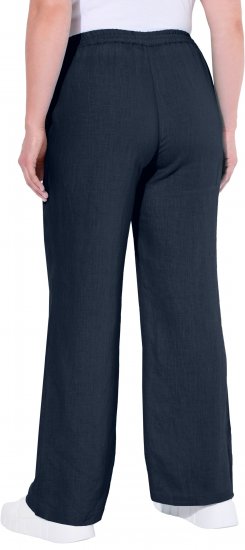 Ulla Popken Drawstring Elastic Waist Mary Fit Linen Pants Navy - Vaqueros & Pantalones de Mujer Tallas Grandes – Plus Size - 