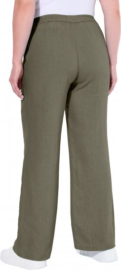 Ulla Popken Drawstring Elastic Waist Mary Fit Linen Pants Loden Green - Vaqueros & Pantalones de Mujer Tallas Grandes – Plus Size - 