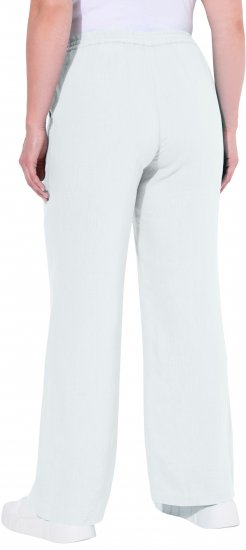 Ulla Popken Drawstring Elastic Waist Mary Fit Linen Pants Snow White - Vaqueros & Pantalones de Mujer Tallas Grandes – Plus Size - 