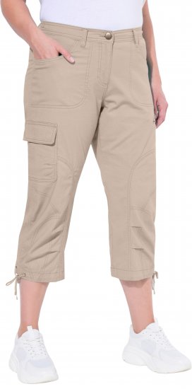 Ulla Popken Stretch Cotton Cargo Crop Pants Beige - Vaqueros & Pantalones de Mujer Tallas Grandes – Plus Size - 