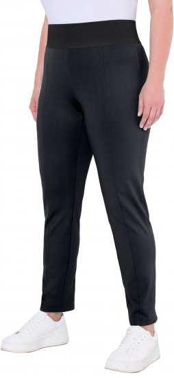 Ulla Popken Slim Leg Sienna Fit Ponte Stretch Knit Pants Black - Vaqueros & Pantalones de Mujer Tallas Grandes – Plus Size - 