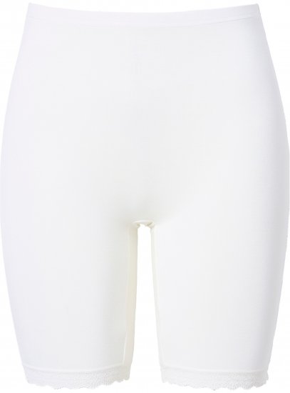 Ulla Popken Lace Hem Stretch Viscose Knit Bicycle Length Lounge Shorts White - Vaqueros & Pantalones de Mujer Tallas Grandes – Plus Size - 