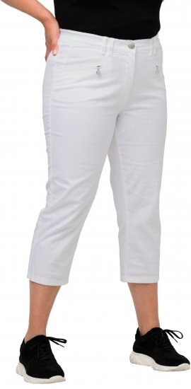 Ulla Popken Mony Stretch Capri Pants Snow White - Vaqueros & Pantalones de Mujer Tallas Grandes – Plus Size - 