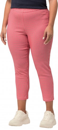 Ulla Popken Check Bengaline Slim Leg Sienna Fit Stretch Crop Pants Light Pink - Vaqueros & Pantalones de Mujer Tallas Grandes – Plus Size - 