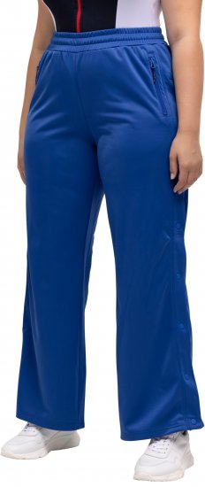 Ulla Popken Snap Placket Side Seam Wide Leg Recycled Polyester Knit Joggers Blue - Vaqueros & Pantalones de Mujer Tallas Grandes – Plus Size - 
