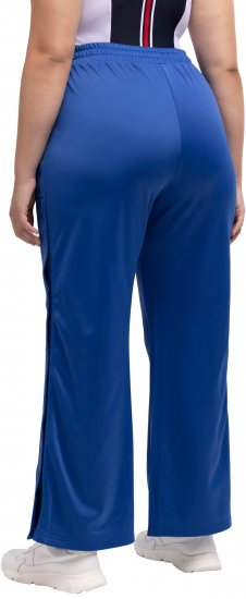 Ulla Popken Snap Placket Side Seam Wide Leg Recycled Polyester Knit Joggers Blue - Vaqueros & Pantalones de Mujer Tallas Grandes – Plus Size - 