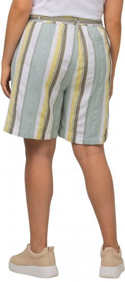 Ulla Popken Striped Wide Leg Elastic Waistband Shorts White - Vaqueros & Pantalones de Mujer Tallas Grandes – Plus Size - 