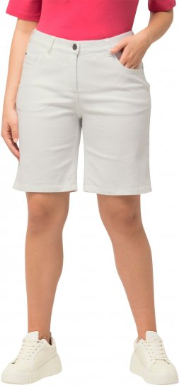 Ulla Popken Basic Denim Mandy Bermuda Shorts Snow White - Vaqueros & Pantalones de Mujer Tallas Grandes – Plus Size - 