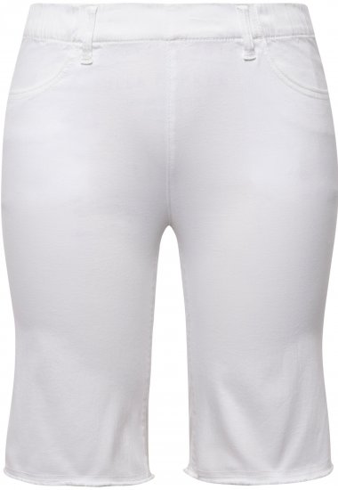 Ulla Popken Frayed Hemline Elastic Waistband Bermuda Shorts Snow White - Vaqueros & Pantalones de Mujer Tallas Grandes – Plus Size - 