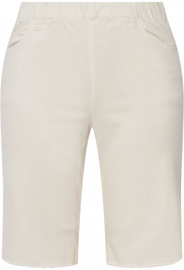 Ulla Popken Frayed Hemline Elastic Waistband Bermuda Shorts White - Vaqueros & Pantalones de Mujer Tallas Grandes – Plus Size - 