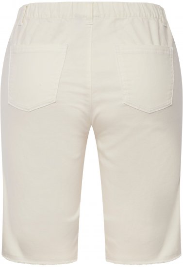 Ulla Popken Frayed Hemline Elastic Waistband Bermuda Shorts White - Vaqueros & Pantalones de Mujer Tallas Grandes – Plus Size - 