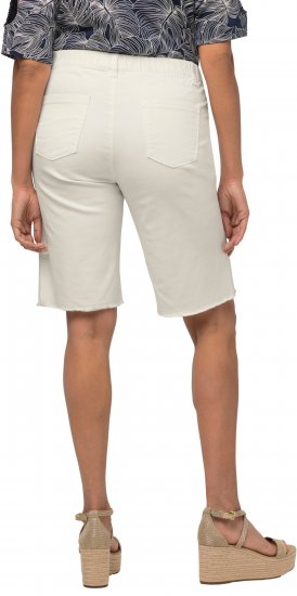 Ulla Popken Frayed Hemline Elastic Waistband Bermuda Shorts White - Vaqueros & Pantalones de Mujer Tallas Grandes – Plus Size - 