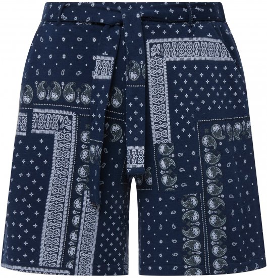 Ulla Popken Paisley Pull On Shorts Blue - Vaqueros & Pantalones de Mujer Tallas Grandes – Plus Size - 