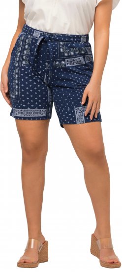 Ulla Popken Paisley Pull On Shorts Blue - Vaqueros & Pantalones de Mujer Tallas Grandes – Plus Size - 