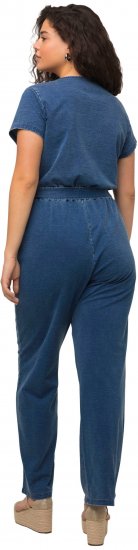 Ulla Popken Wrap Look Short Sleeve Denim Jumpsuit Blue - Vaqueros & Pantalones de Mujer Tallas Grandes – Plus Size - Vaqueros y pantalones, EU 42-70