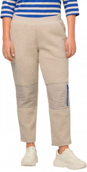 Ulla Popken Teddy Fleece Knee Patch Pants Beige - Vaqueros & Pantalones de Mujer Tallas Grandes – Plus Size - 