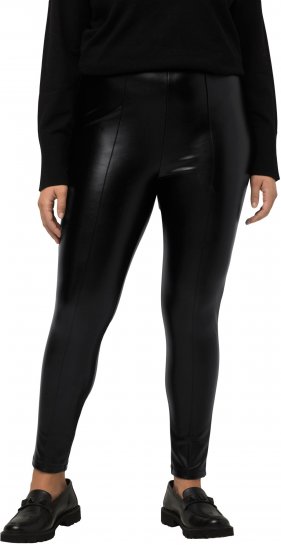 Ulla Popken Faux Leather Leggings Black - Vaqueros & Pantalones de Mujer Tallas Grandes – Plus Size - 