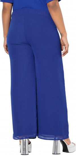 Ulla Popken Layered Chiffon Wide Leg Pants Blue - Vaqueros & Pantalones de Mujer Tallas Grandes – Plus Size - 