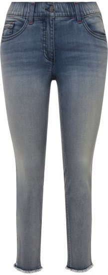 Ulla Popken Fringed Hem Stretch Fit Jeans Blue Denim - Vaqueros & Pantalones de Mujer Tallas Grandes – Plus Size - 