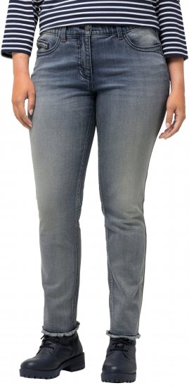 Ulla Popken Fringed Hem Stretch Fit Jeans Blue Denim - Vaqueros & Pantalones de Mujer Tallas Grandes – Plus Size - 