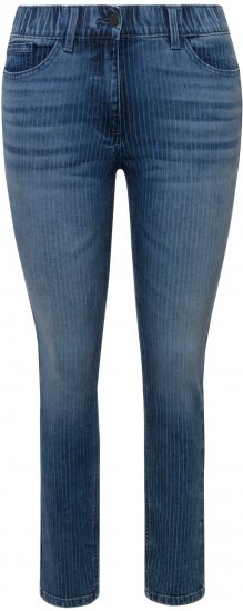 Ulla Popken Textured Stripe Sarah Slim Fit Jeans Blue - Vaqueros & Pantalones de Mujer Tallas Grandes – Plus Size - 