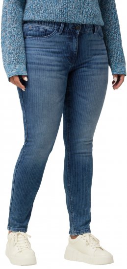 Ulla Popken Textured Stripe Sarah Slim Fit Jeans Blue - Vaqueros & Pantalones de Mujer Tallas Grandes – Plus Size - 