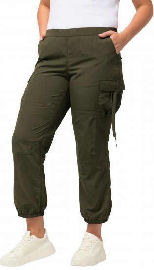 Ulla Popken Elastic Waist Cargo Pants Olives Grey - Vaqueros & Pantalones de Mujer Tallas Grandes – Plus Size - 