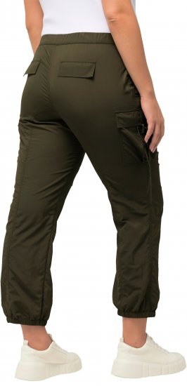 Ulla Popken Elastic Waist Cargo Pants Olives Grey - Vaqueros & Pantalones de Mujer Tallas Grandes – Plus Size - 