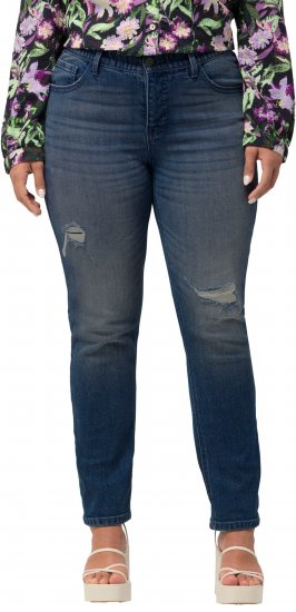Ulla Popken Sammy Destroy 5 Pocket Jeans Blue Denim - Vaqueros & Pantalones de Mujer Tallas Grandes – Plus Size - 