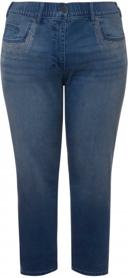 Ulla Popken Rhinestone Detail Stretch Fit Skinny Jeans Blue Denim - Vaqueros & Pantalones de Mujer Tallas Grandes – Plus Size - 
