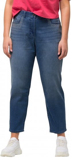 Ulla Popken Rhinestone Detail Stretch Fit Skinny Jeans Blue Denim - Vaqueros & Pantalones de Mujer Tallas Grandes – Plus Size - 