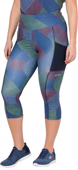 Ulla Popken Quick Dry Cropped Geometric Print Leggings Grey - Vaqueros & Pantalones de Mujer Tallas Grandes – Plus Size - 