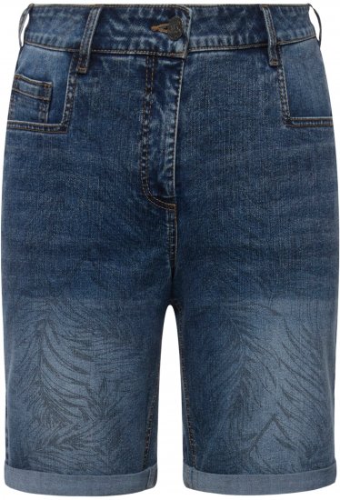 Ulla Popken Palm Print Denim Bermuda Shorts Blue Denim - Vaqueros & Pantalones de Mujer Tallas Grandes – Plus Size - 