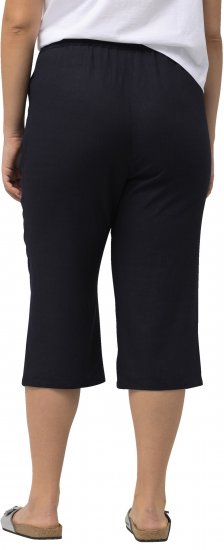 Ulla Popken Cropped Linen Blend Elastic Waist Pants Navy - Vaqueros & Pantalones de Mujer Tallas Grandes – Plus Size - 