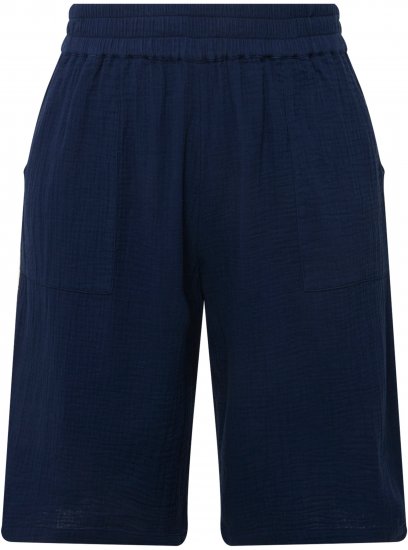 Ulla Popken Muslin Elastic Waist Wide Leg Shorts Blue - Vaqueros & Pantalones de Mujer Tallas Grandes – Plus Size - 